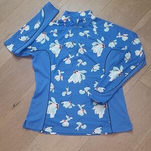 EUC Peter Millar Carley Jacket Women's sz S  Blue Floral Active 1/4 Zip Long Slv